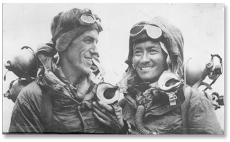 Edmund Hillary and Tenzing Norgay on Mt. Everest